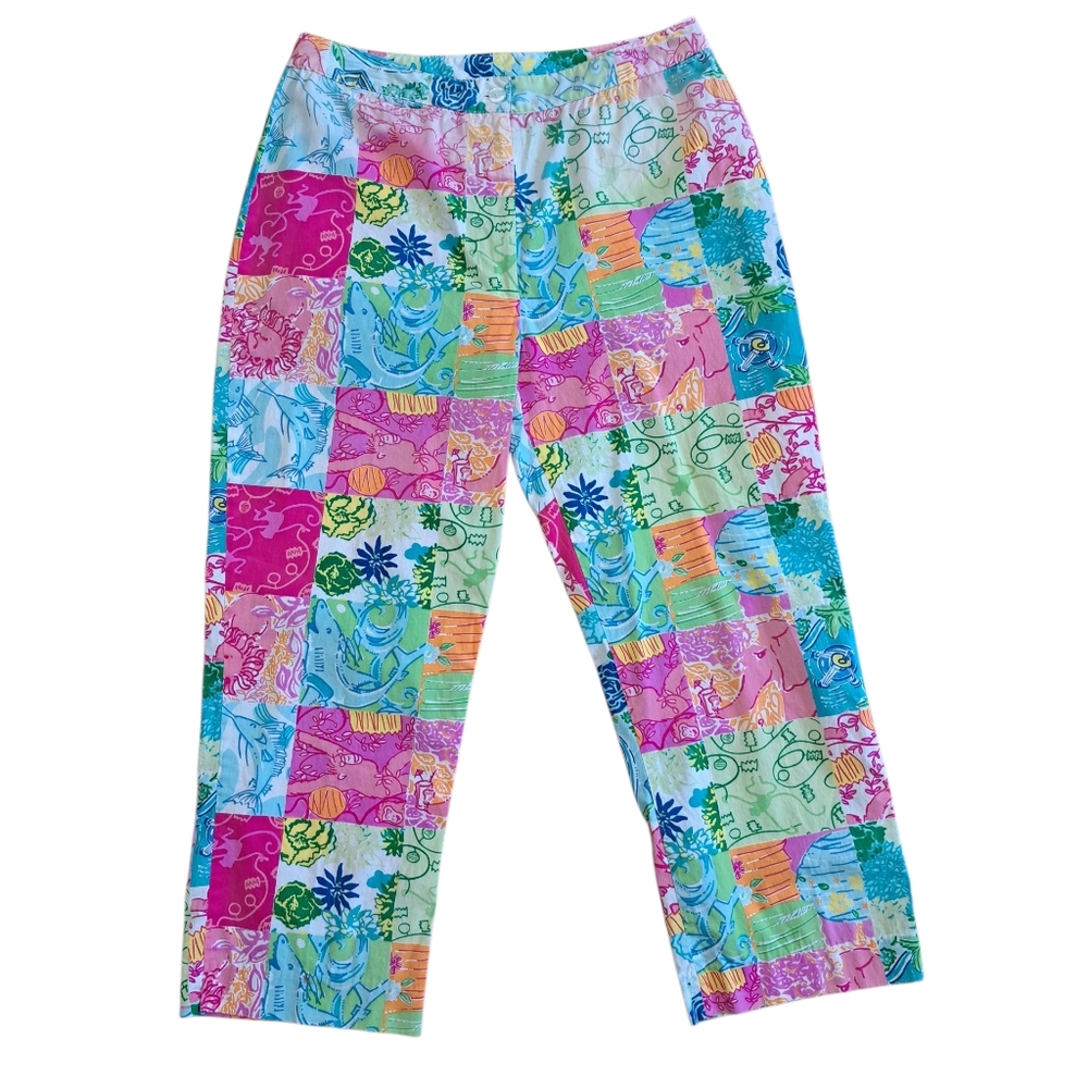Lilly Pulitzer Patch Patchwork Party Capris Size 6